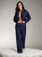 Mörkblå raka jeans med stretch