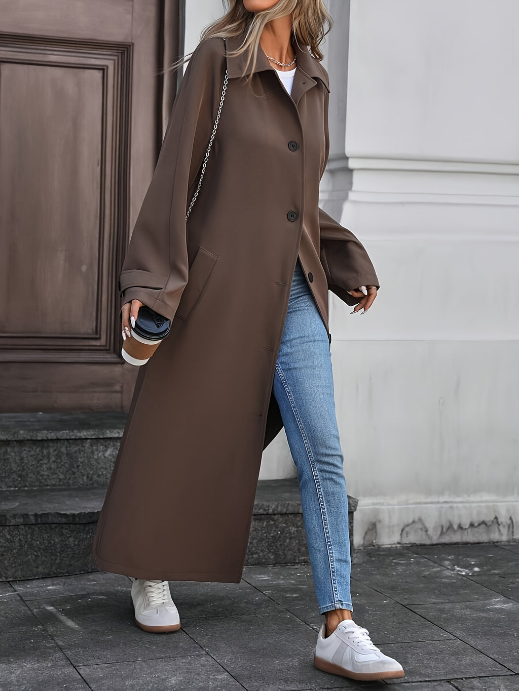 Hållbar Lång Trenchcoat