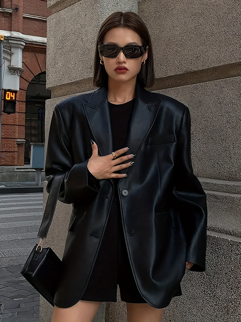 Chic jacka i leather look