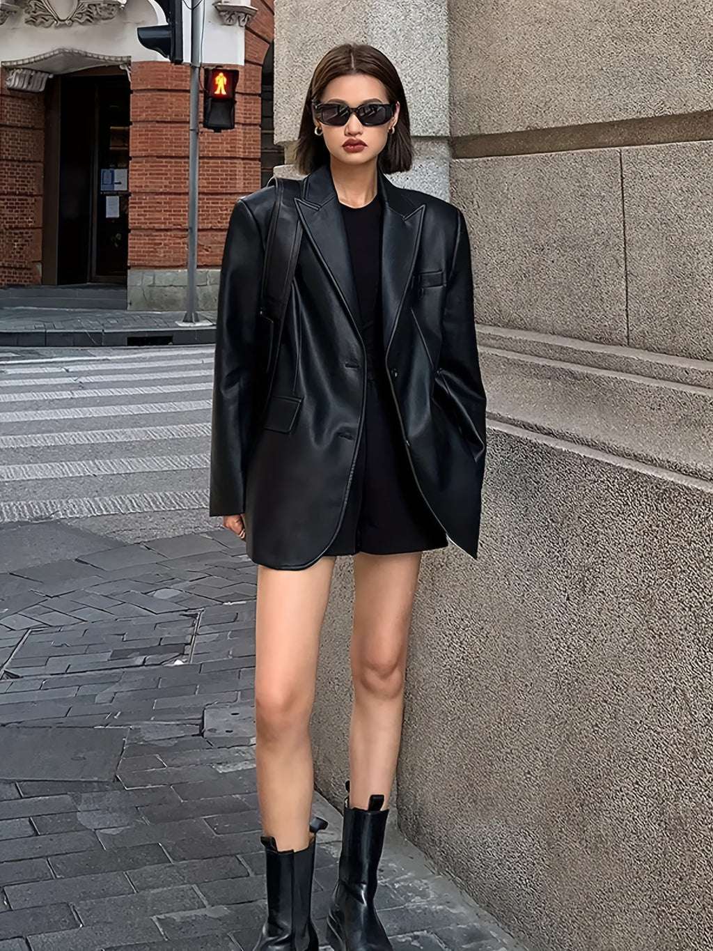 Chic jacka i leather look