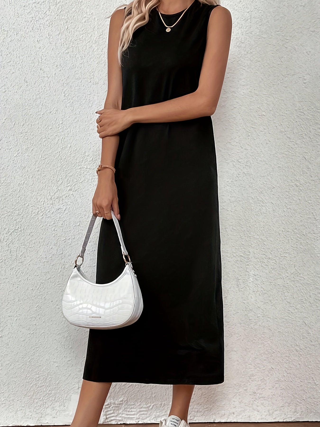 Svart Ärmös Tunikaklänning