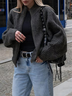 Lös Cardigan med Dragkedja