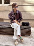 Brun Leather Look Jacka