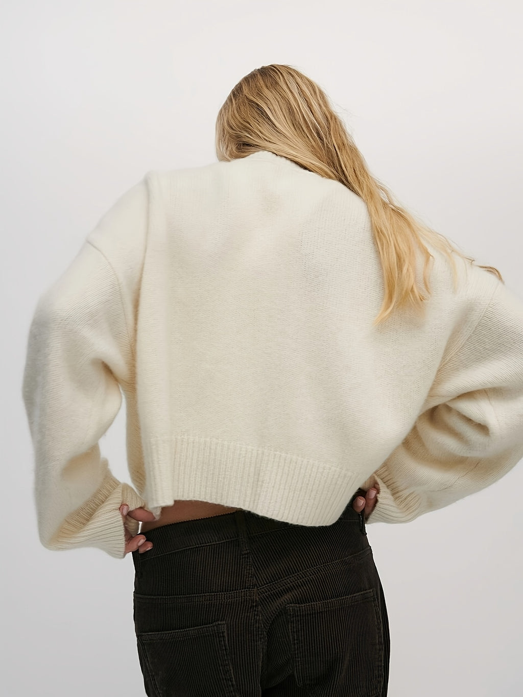 Cardigan med Rund Hals