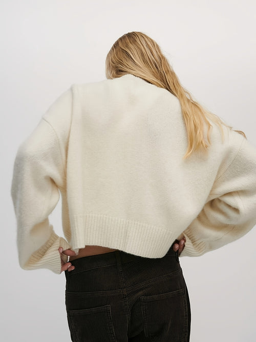 Cardigan med Rund Hals